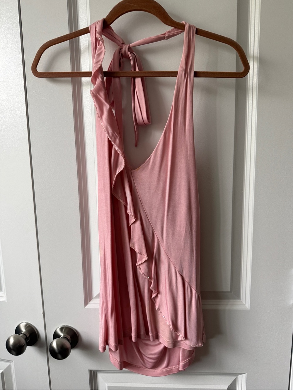 H&M Dusty Pink Ruffle Halter Top